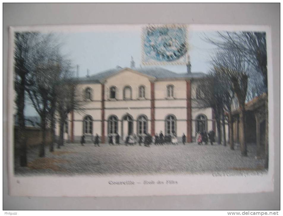 CARTE POSTALE CPA 28 COURVILLE L'ECOLE DES FILLES ANIMEE - Celle 4 - Courville