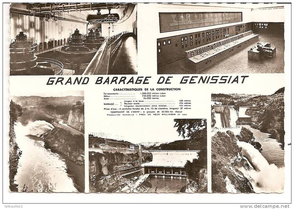 GENISSIAT   -   ** 5 VUES DU GRAND BARRAGE **   -   Editeur  C.A.P.  De Paris  N° 1567 - Génissiat