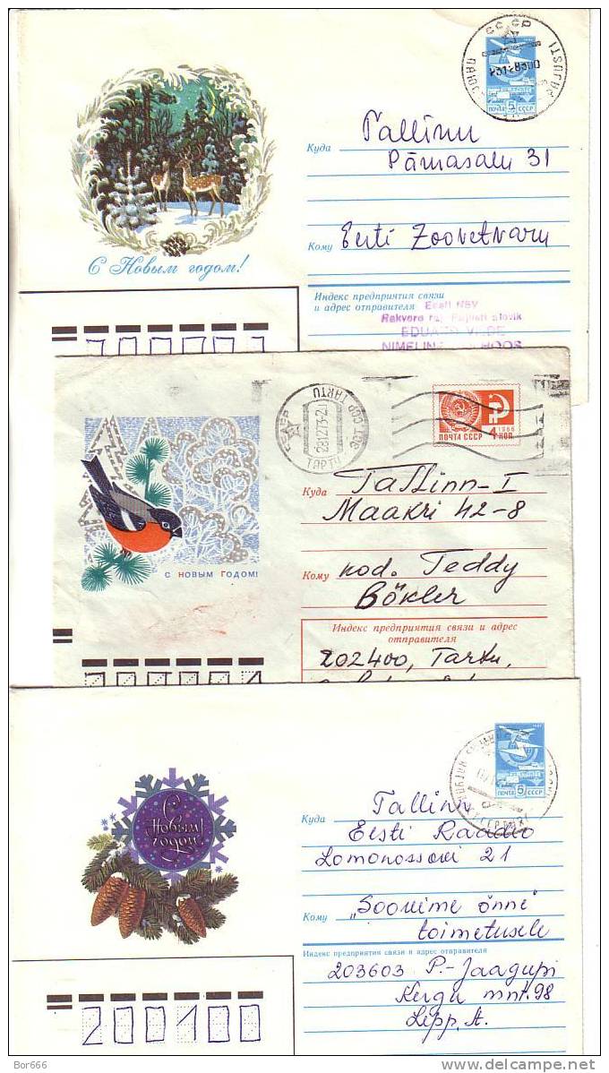 THREE GOOD USSR / RUSSIA Postal Cover´s - Happy New Year - Neujahr