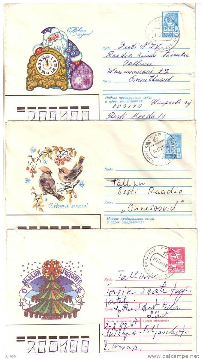 THREE GOOD USSR / RUSSIA Postal Cover´s - Happy New Year - Neujahr