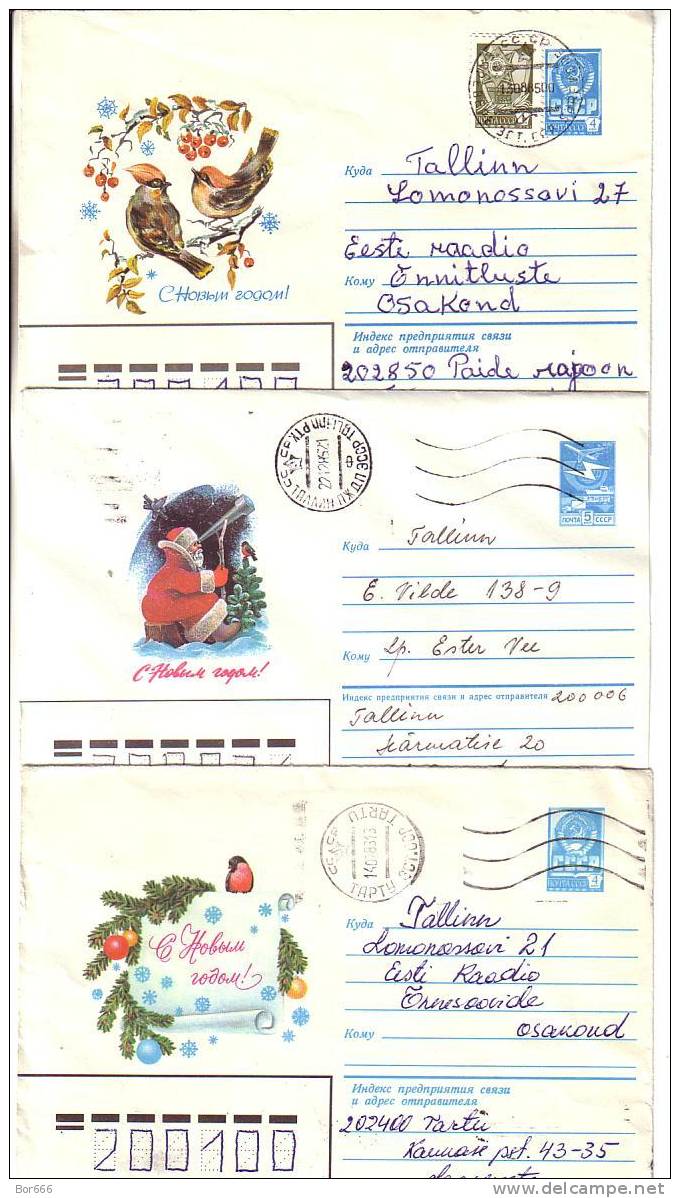 THREE GOOD USSR / RUSSIA Postal Cover´s - Happy New Year - Neujahr