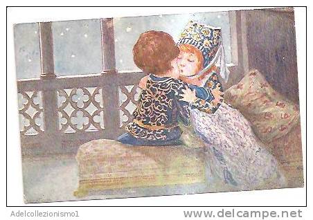 9106) Cartolina Con Bimbi Che Si Baciano-firmata  A. Bertiglia-serie Paolo E Francesca-nuova - Bertiglia, A.