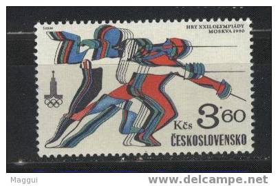 TCHECOSLOVAQUIE      N°2374  ** (cote 2.50 E)     Jo 1980    Escrime - Fencing