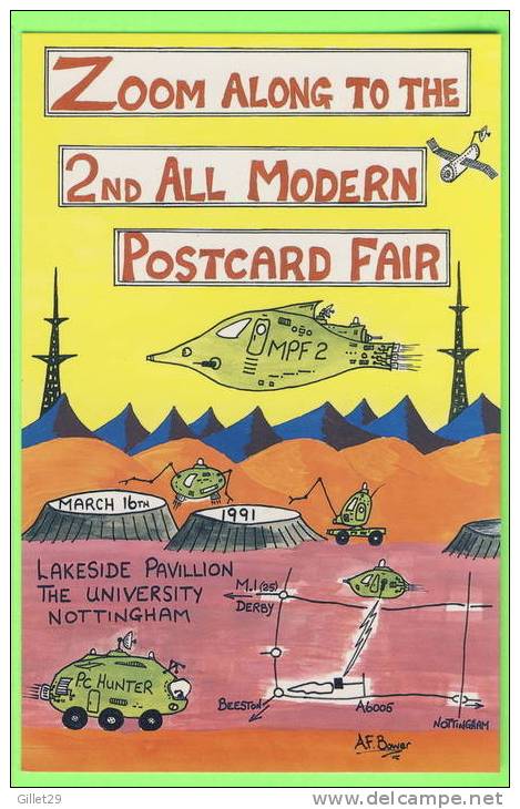 NOTTINGHAM, ENGLAND - 2nd ALL MODERN POSTCARD FAIR,MARCH 1991 - LIMITED EDITION 1000 Ex - ALAN F. BOWER - - Nottingham