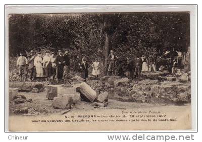 PEZENAS INONDATION DU 26 SEPTEMBRE 1907 MURS RENVERSES SUR LA ROUTE DE CASTELNAU - Pezenas