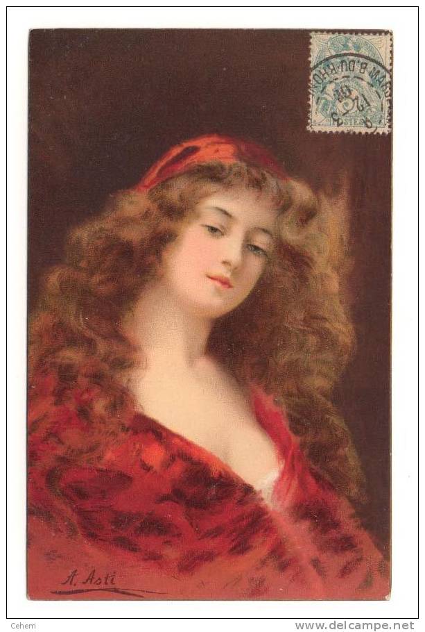 ILLUSTRATEUR A. ASTI LOT 6 CARTES DIFFERENTES PORTRAIT FEMMES FANTAISIE KF Serie 1292 - Asti