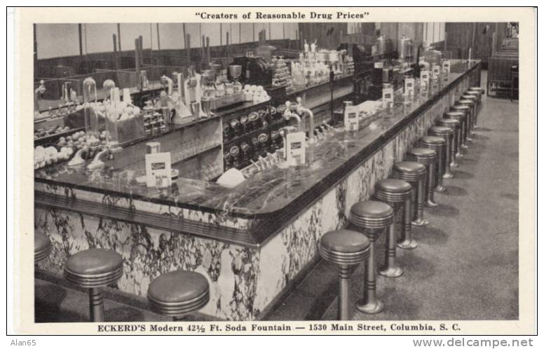 Eckard´s Drug Store Interior, Soda Fountain Counter, Retail Interior Columbia South Carolina - Columbia