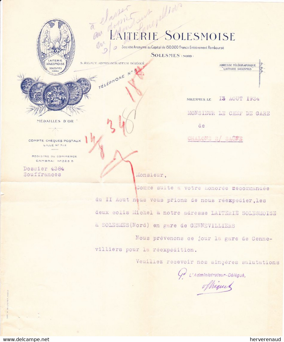 Paix 283 Sur Lettre De Solesmes (Nord), Pour  Chalon-sur-Saône - 1932-39 Peace