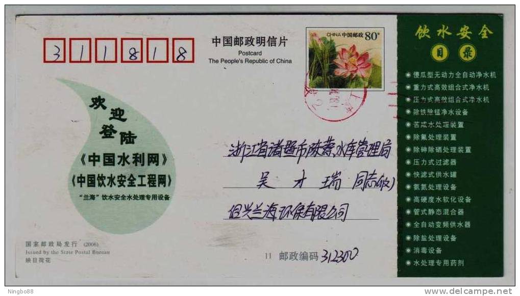 Water Filtering And Cleaning Instrument,Waterfall,CN07 Shangyu Water Supply Engineering Product Advert Pre-stamped Card - Acqua