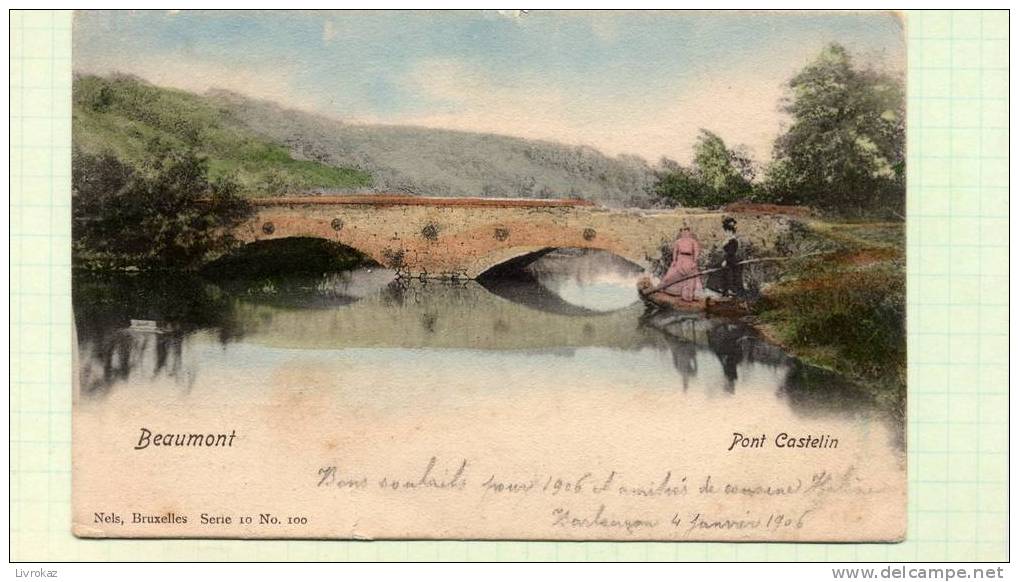 Belgique : Beaumont, Pont Castelin - Thème : Barque - Beaumont