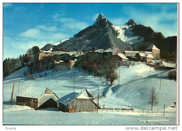 CARTE POSTALE DE LA VILLE DE GRUTERES ET LA DENT DE BROC - Broc