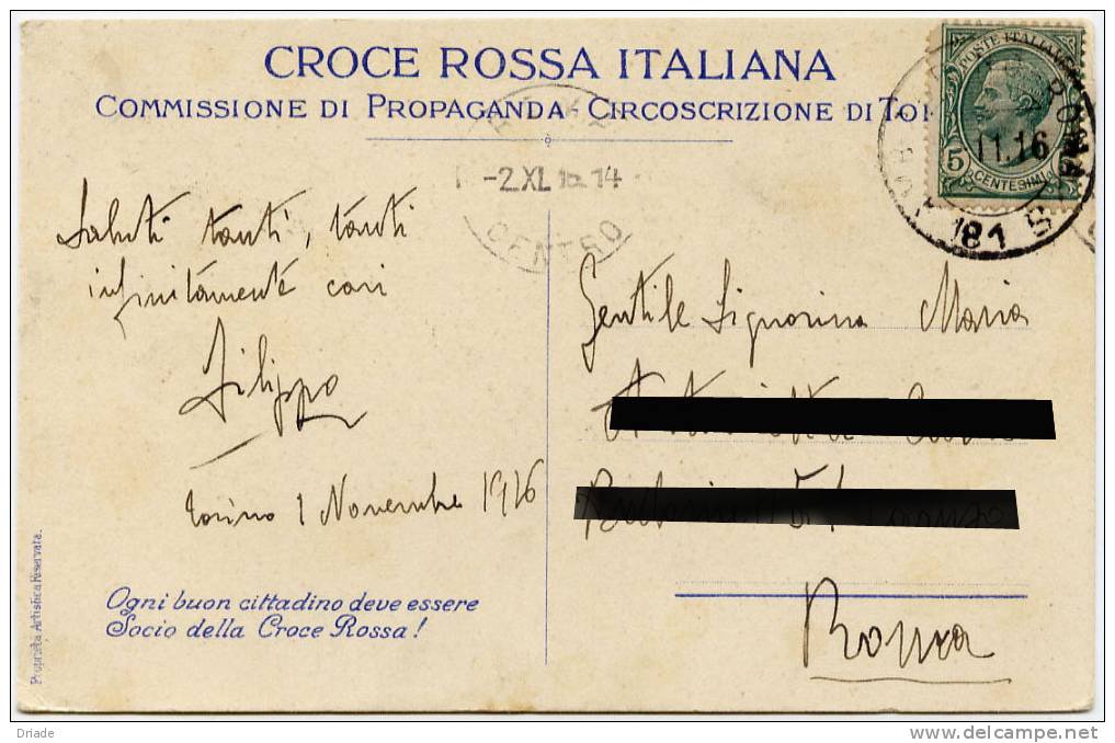 CARTOLINA CROCE ROSSA ILLUSTRATORE GIANI O CIANI - Croce Rossa