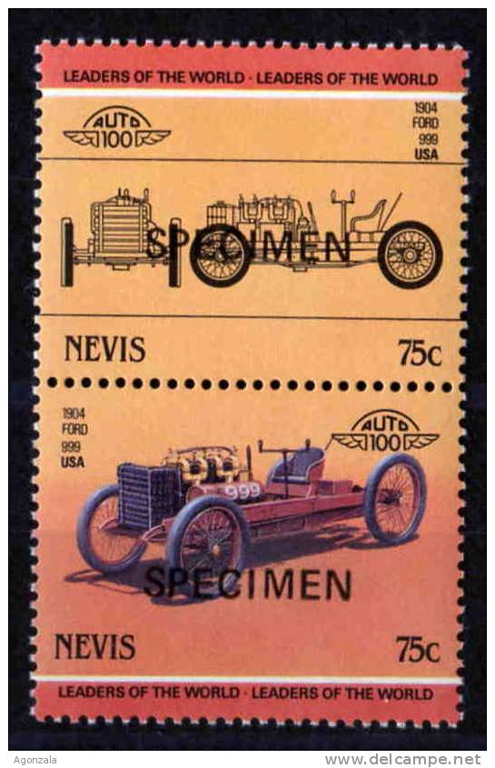 PAIRE TIMBRES  NOUVEAUX SPECIMEN SPORT VOITURE DE CARRIÈRES FORD 999 USA 1904 - Automobile