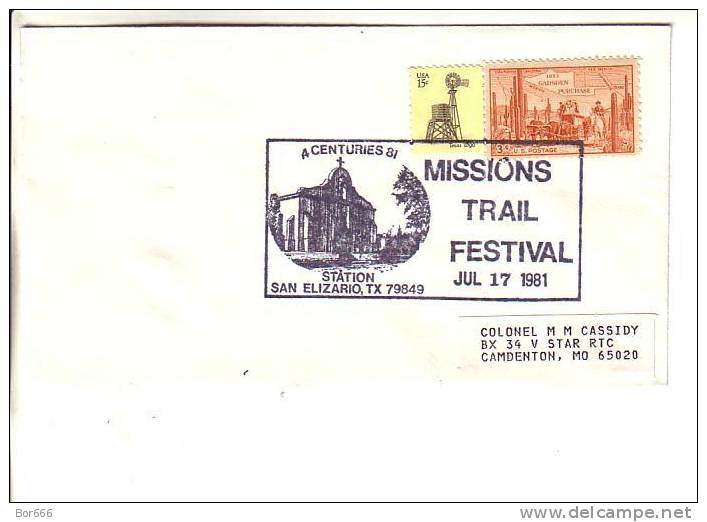 USA Special Cancel Cover 1981 - Missions Trail Festival - San Elizario - Omslagen Van Evenementen