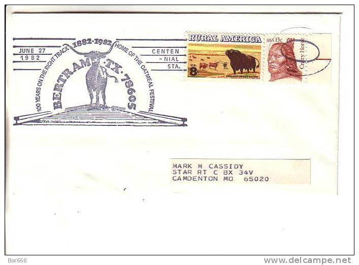 USA Special Cancel Cover 1982 - 100 Years On The Right Track - Bertram - Omslagen Van Evenementen