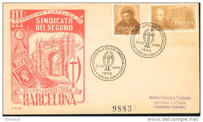 Espagne Espana 1956  Matasello Exposicion Filatelica  Barcelona - Franking Machines (EMA)