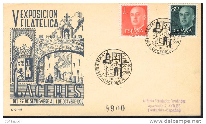 Espagne Espana 1959  Matasello Exposicion Filatelica Caceres - Franking Machines (EMA)