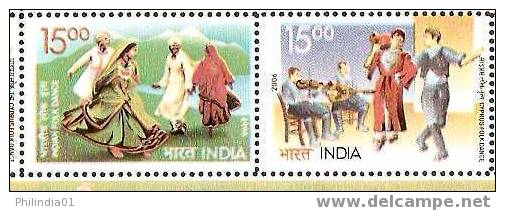 INDIA 2006 INDIA - CYPRUS JOINTS ISSUE, ART, CULTURE, FOLK DANCE 2V  MNH** Inde Indien - Dance