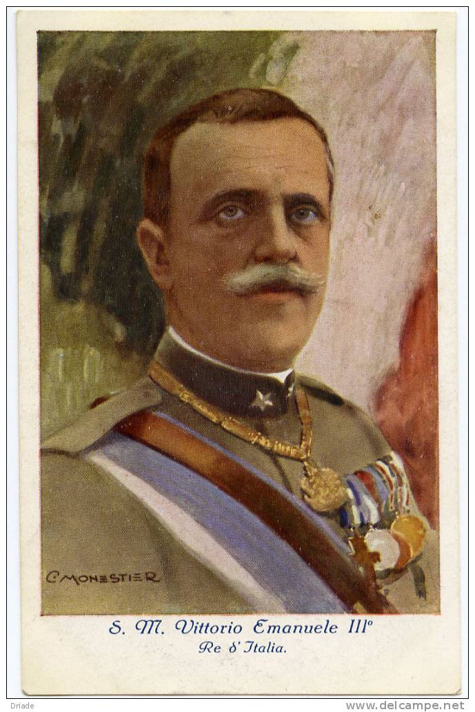 CARTOLINA ILLUSTRATORE MONESTIER  VITTORIO EMANUELE III° REALI SAVOIA KING - Monestier, C.