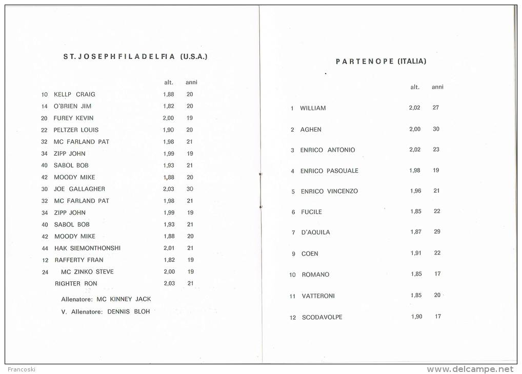 5^ COPPA BASKET GAD ETNA CATANIA-1972-Partenope Napoli-S.Joseph Filadelfia-U.R.S.S.-Cecoslovacchia- - Sports