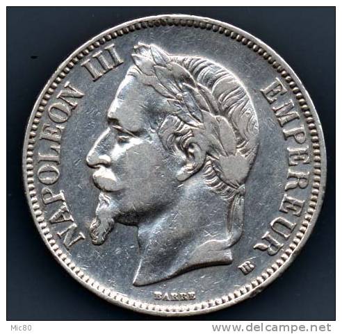 5F Napoléon III 1868BB Ttb+ - 5 Francs