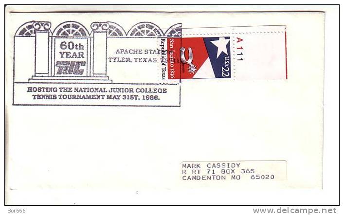 USA Special Cancel Cover 1986 - Hosting The National Junior College - Tennis Tournament - Tyler - Tennis