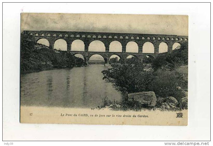 - FRANCE 30 . LE PONT DU GARD . VU DE FACE SUR LA RIVE DROITE DU GARDON . . - Antiek