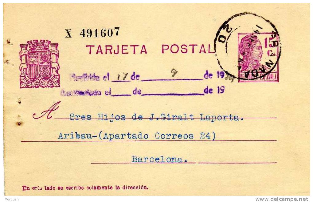 Entero Postal 1934   GRANADA. Republica - 1931-....