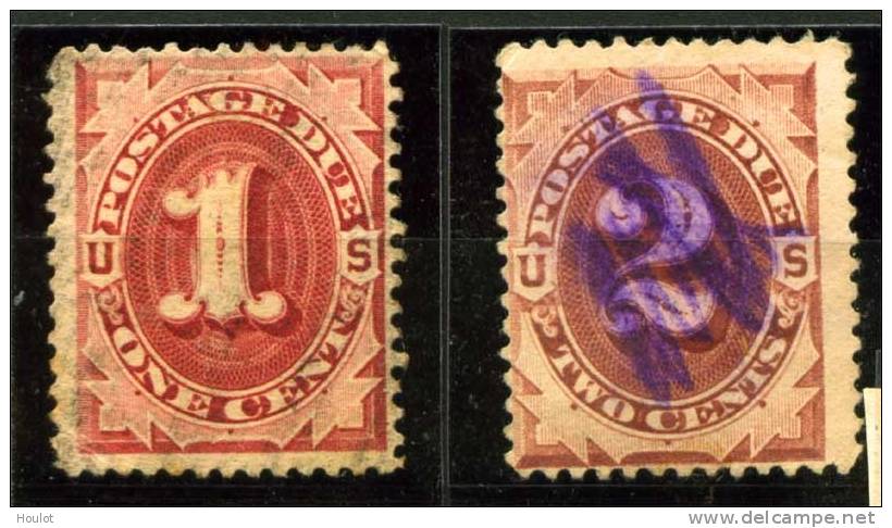 USA Mi. N° Porto 1b + 2 A Gestempelt, 1879/1889. Erste Ziffernzeichnung - Postage Due