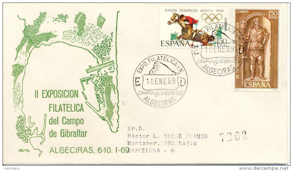 Algeciras , Cádiz Expo. Phila.1969 Obliteration, Recommande Espagne - Franking Machines (EMA)