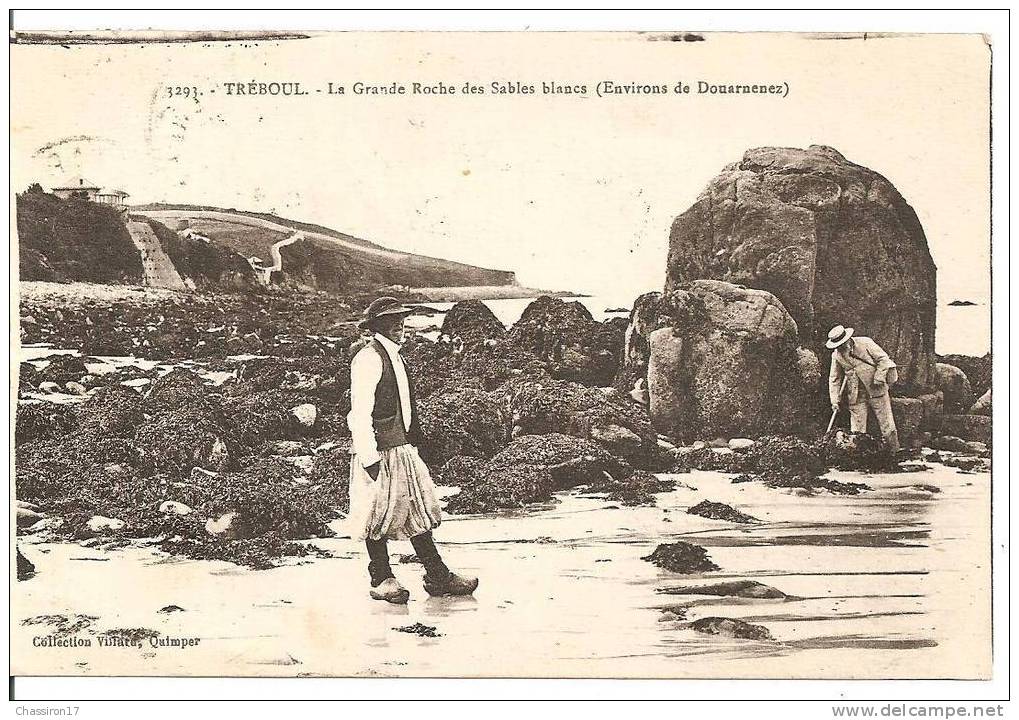 29 -  TREBOUL  -  La Grande Roche Des Sables Blancs (environs De Douarnenez) - Animée : Pêcheur - Tréboul