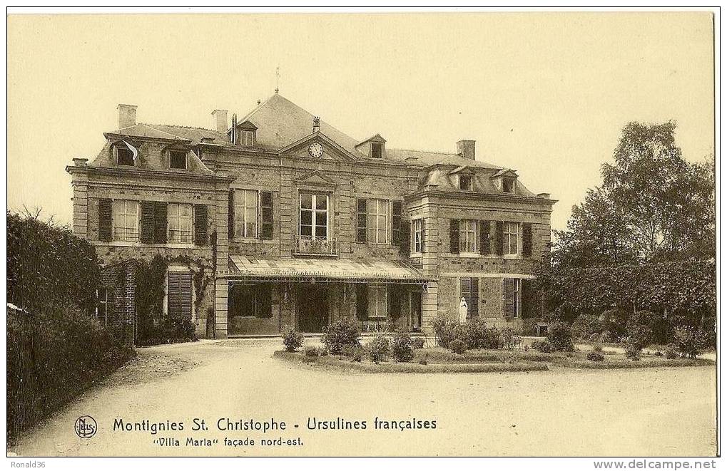 Cp BELGIQUE MONTIGNIES ST CHRISTOPHE Ursulines Française " Villa Maria" Statue ND LOURDES - Momignies