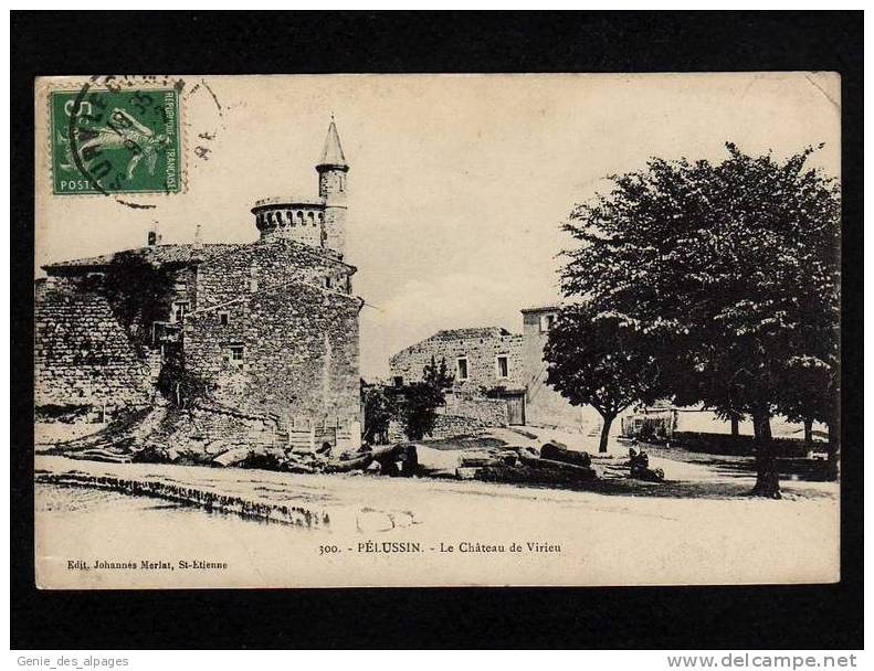 42 PELUSSIN, Le Château De Virieu, Ed Johannès Merlat, Voyagé En 1916, Petit Pli Sup D - Pelussin