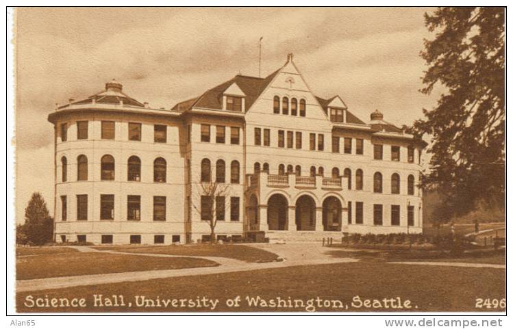 University Of Washington Science Hall On Vintage Postcard, Now Parrington Hall - Seattle