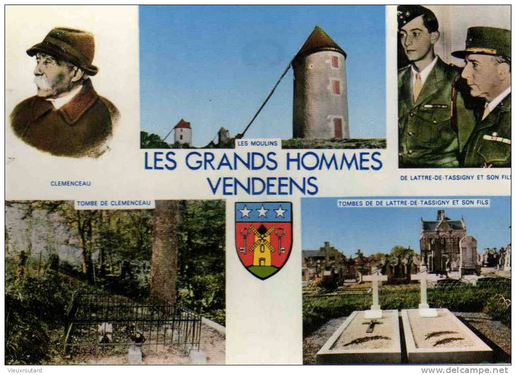 CPSM . MOUILLERON EN PAREDS. LES GRANDS HOMMES VENDEENS. 5 VUES ET  BLASON. - Mouilleron En Pareds