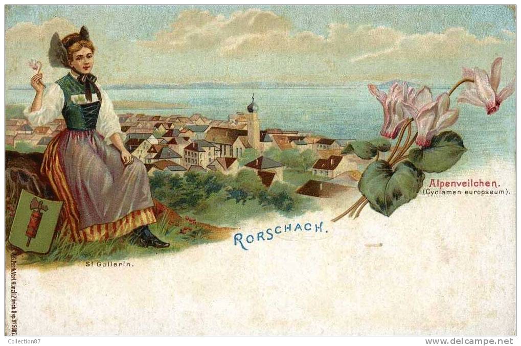 SUISSE - SG - ST GALL - GRUSS Aus RORSCHACH - ALPENVEILCHEN - CYCLAMEN - CLICHE 1900 - Rorschach