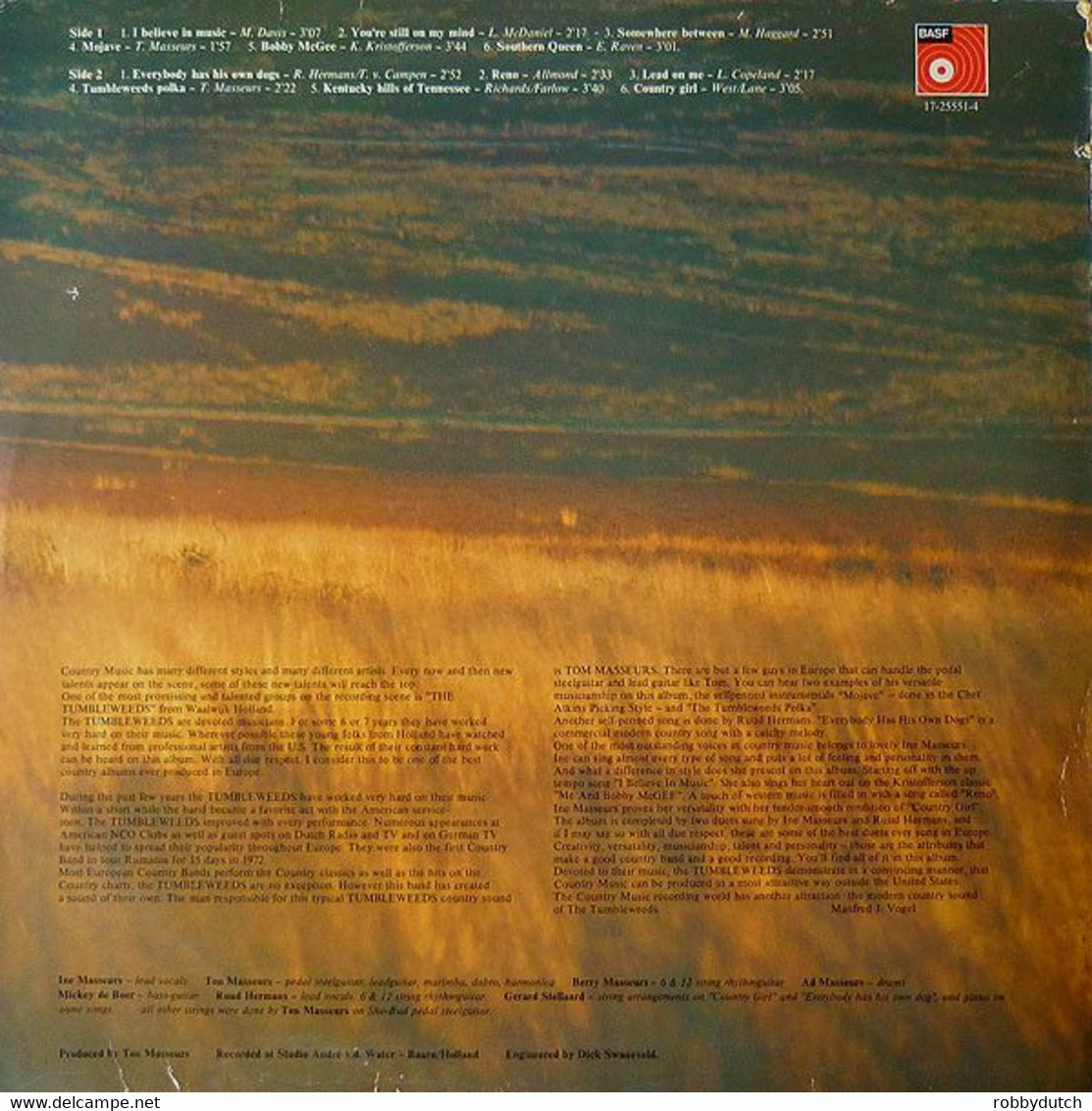 * LP * TUMBLEWEEDS - SAME (Holland 1974) - Country & Folk