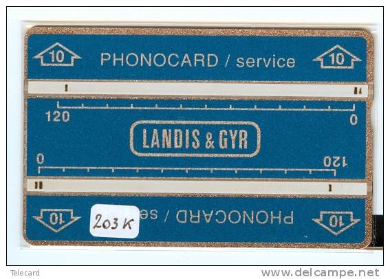 MALAYSIA  SERVICE CARD NR 203K  ´10´  3/4mm Notched  240 UNITS LANDIS&GYR - Malaysia