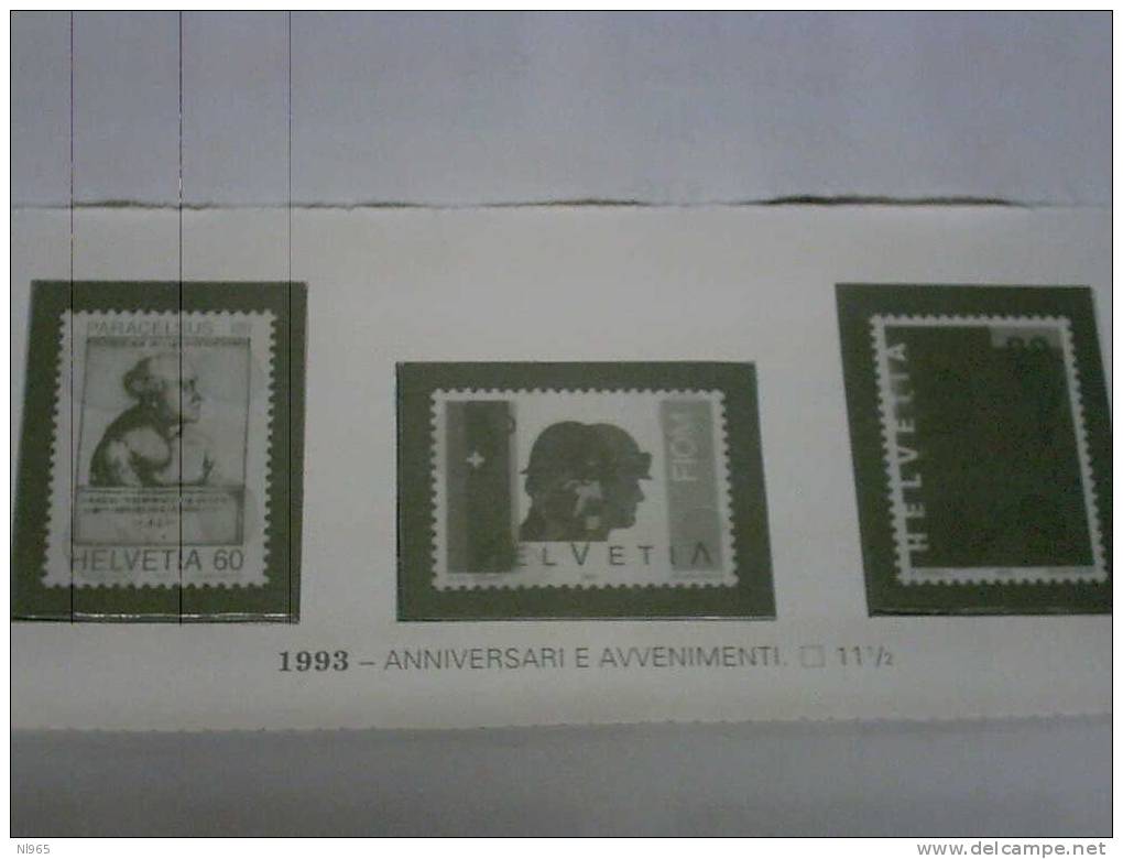 SVIZZERA ( SUISSE - SWITZERLAND ) ANNO 1993 ANNIVERSARI E AVVENIMENTI ** MNH - Nuevos