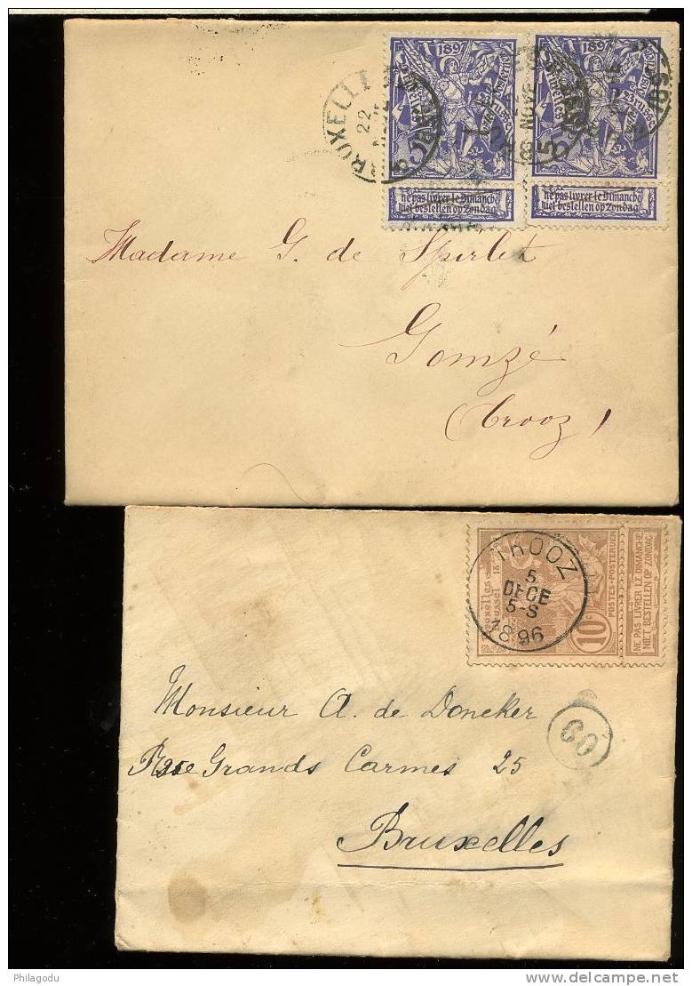 Deux Jolies Lettres Petit Format Avec 71-73 - 1894-1896 Esposizioni