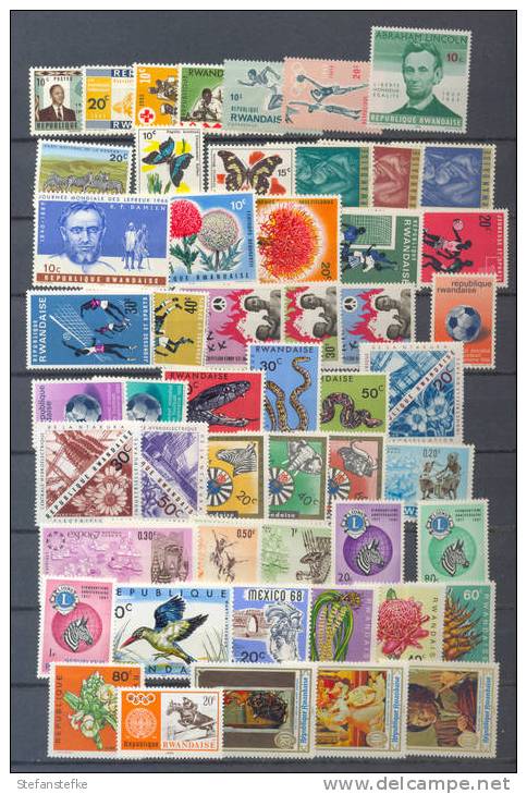 Rwanda Collection:   3 SCANS ** MNH   (zie Scan)  All Different  About 150 Stamps - Sammlungen