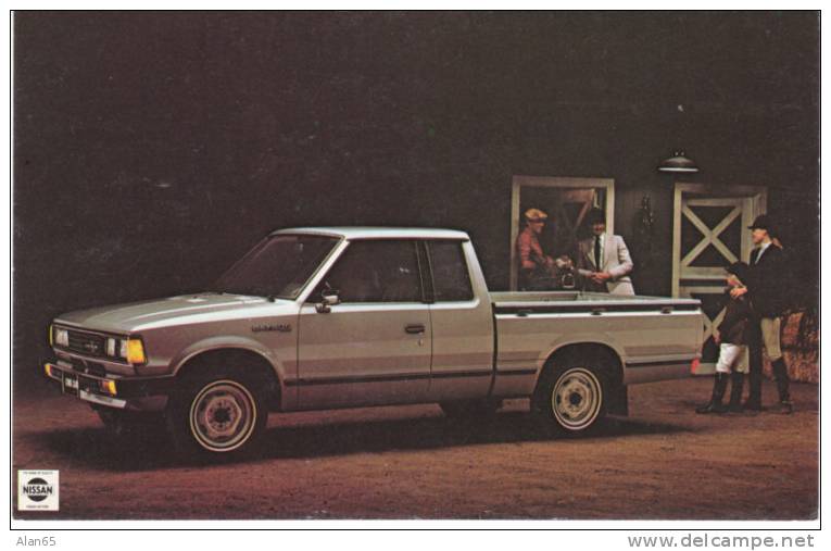 Datsun Nissan Pick-up Truck Advertising Postcard, Equestrian Horse Riding Motif - Transporter & LKW