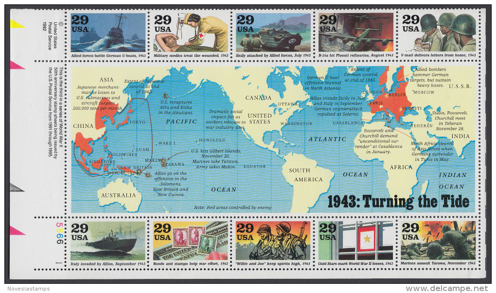 !a! USA Sc# 2765 MNH SHEET(10) (LL/5566-1) - Turning The Tide (1943) - Ganze Bögen