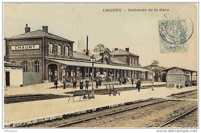 Carte Postale Ancienne Chauny - Intérieur De La Gare - Chemin De Fer - Chauny