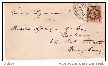 C-I004/ CHINA -  Cover With  Dragon 4 C (1897) Shanghai To Hong Kong. This Stamp Was Replaced After 6 Month - Brieven En Documenten