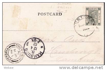 Ch-HK001/  HONG KONG - Postcard,  Kowloon Customs On 4 . Victoria. Highly Uncommon! Used As A Transit Marking Only! - Lettres & Documents