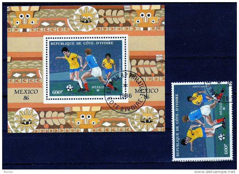 Spielszene Auf Dem Rasen Fussball WM 1986 Mexiko Elfenbeinküste 918 + Block 28 O 5€ Football Bloc Soccer Sheet Of Africa - 1986 – Mexico