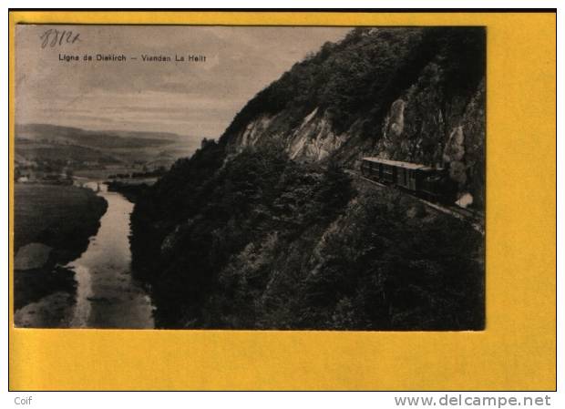 Kaart (ligne De DIEKIRCH- VIANDEN La Helft) !!!!!!!!!  Met Ambulant / Convoyage (treinstempel) ECHTERNACH - ETTELBRUCK - 1907-24 Abzeichen