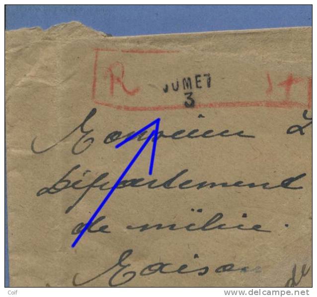 645 Op Aangetekende Brief Met Stempel JUMET, Bij Gebrek Aan Aantekenstrookjes, Met Potlood Getekend + Naamstempel !!(VK) - 1936-1957 Open Collar