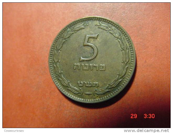 4313   ISRAEL 5 PRUTOT   AÑOS / YEARS  1949  NOT  PEARL    VF+ - Israël